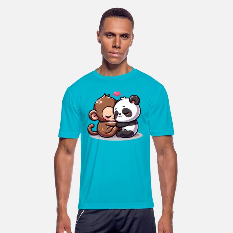 Cuddling Monkey And Panda In Love