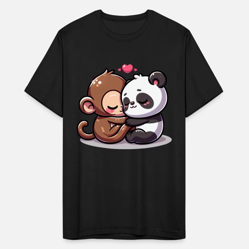 Cuddling Monkey And Panda In Love