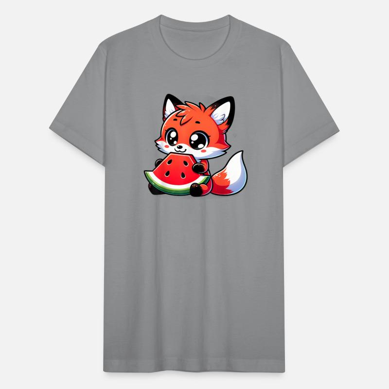 Cute Fox Eating Watermelon Funny Tropical Fruit Lo
