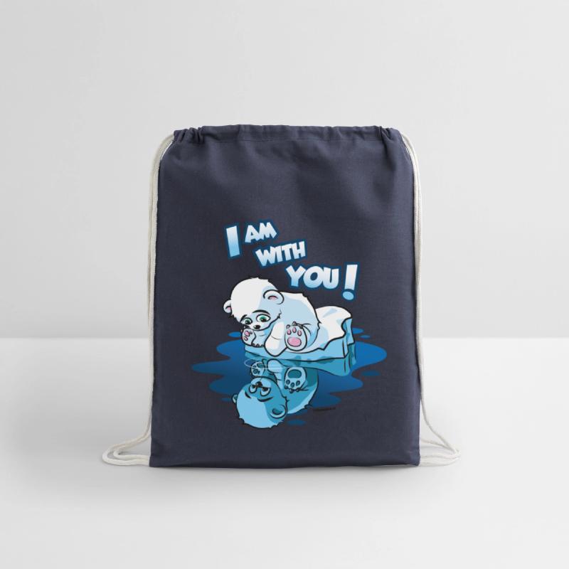 Cute little polar bear on ice flock mirror image