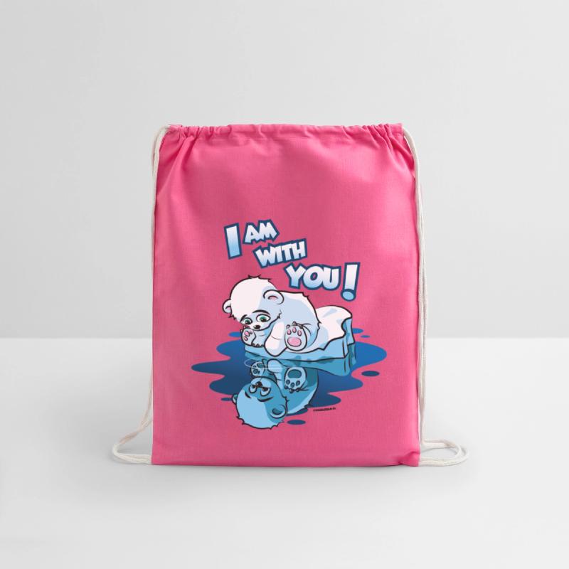 Cute little polar bear on ice flock mirror image