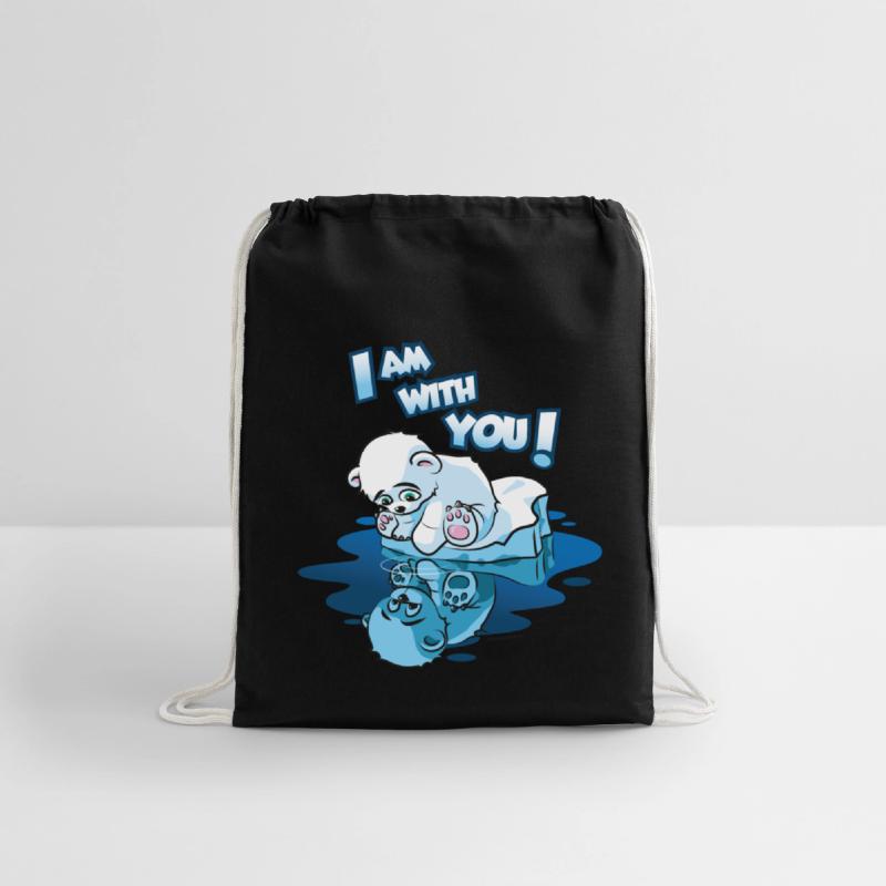 Cute little polar bear on ice flock mirror image