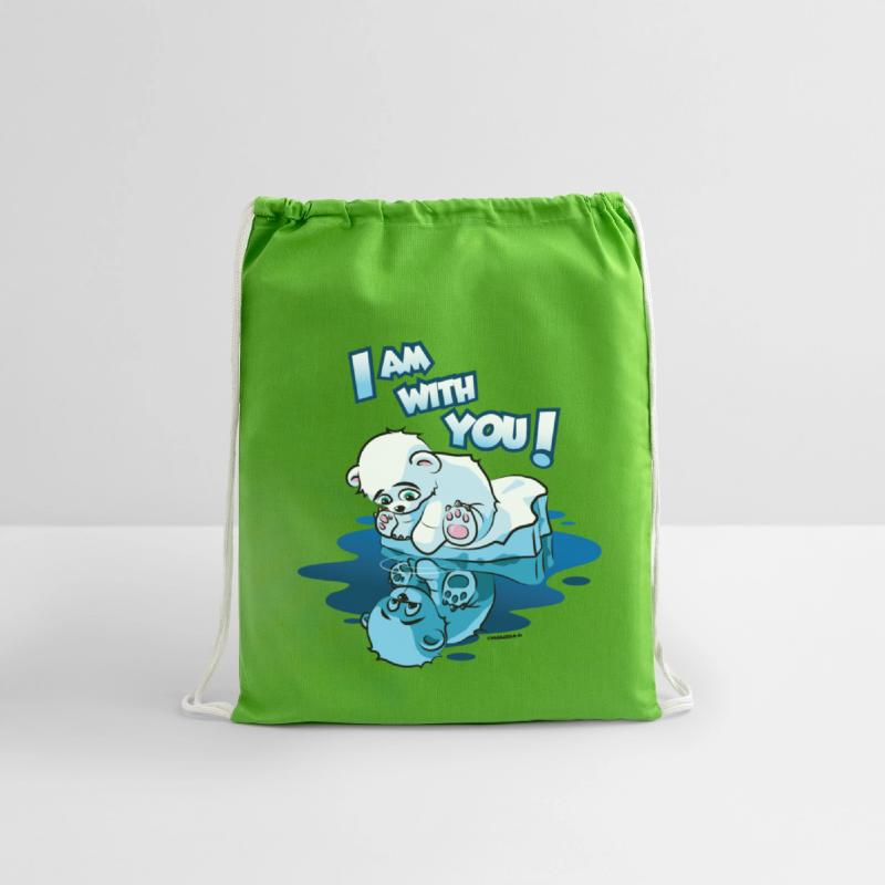 Cute little polar bear on ice flock mirror image