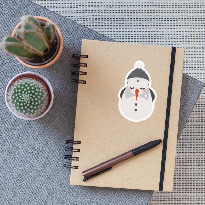 cute snowman with cap and beet nose