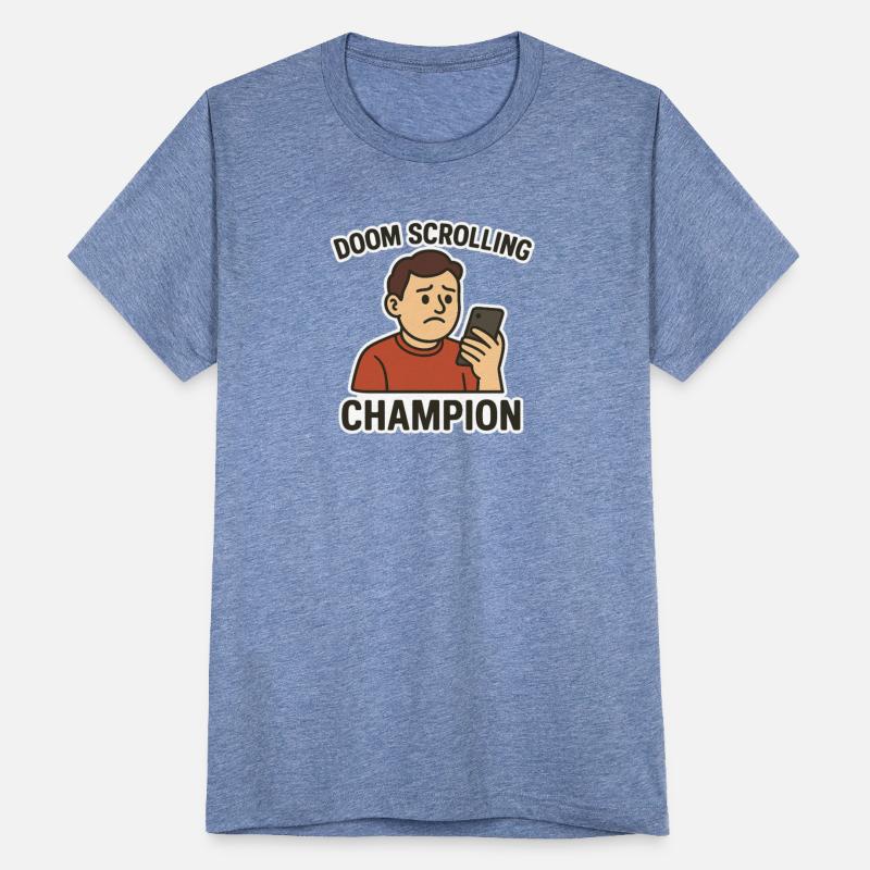 Doom Scrolling Champion Cartoon Design