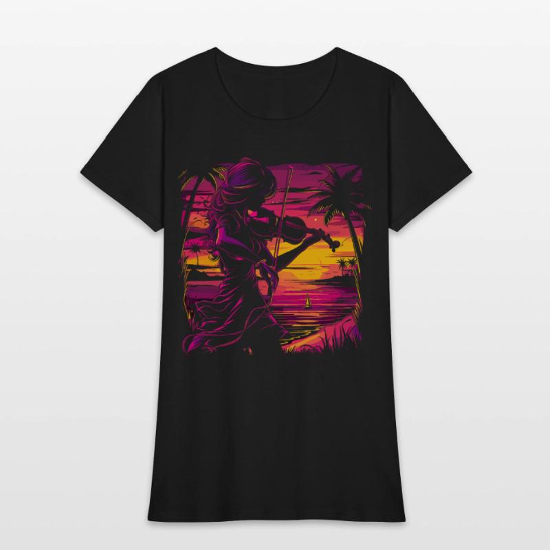 Female Violin Player Synthwave