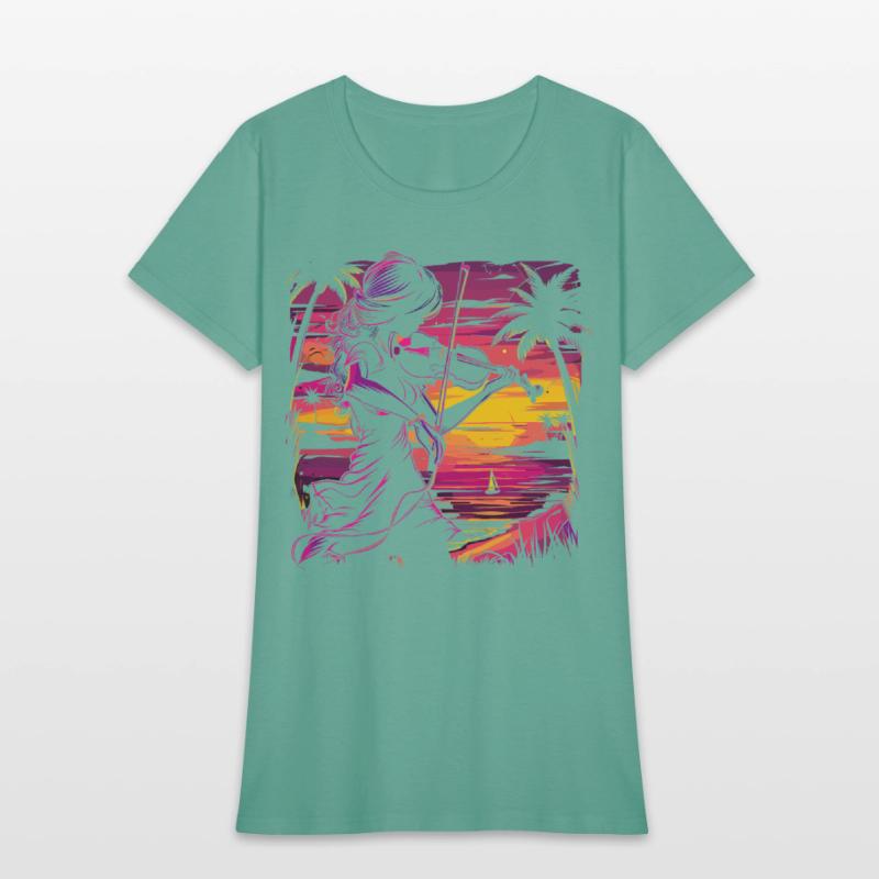 Female Violin Player Synthwave