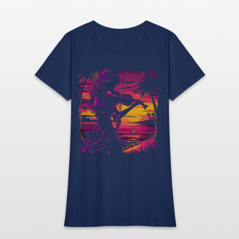 Female Violin Player Synthwave