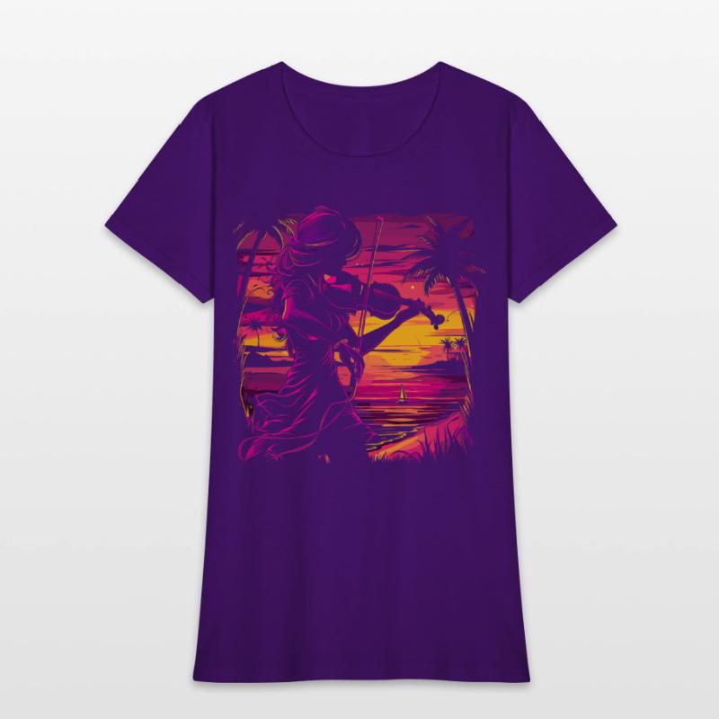 Female Violin Player Synthwave