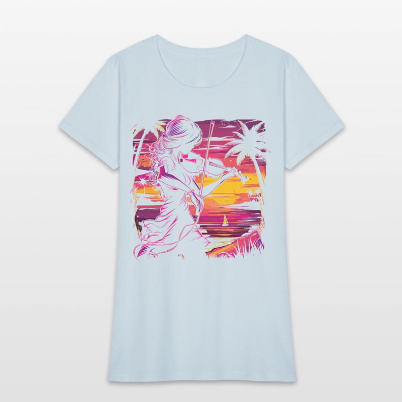 Female Violin Player Synthwave