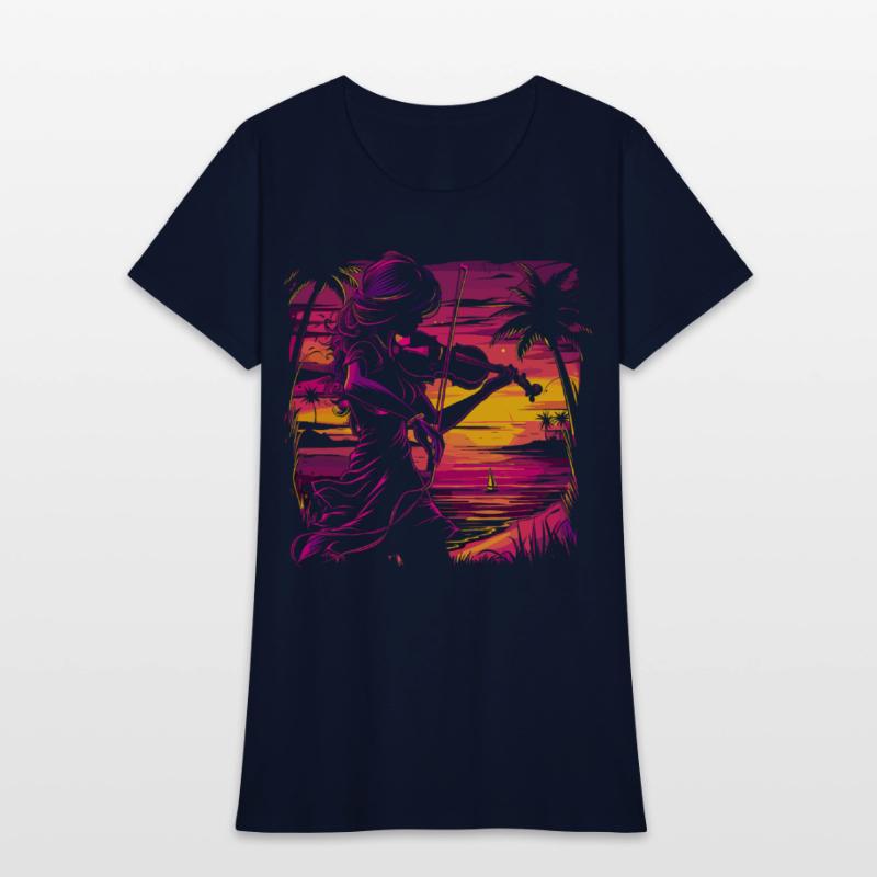 Female Violin Player Synthwave