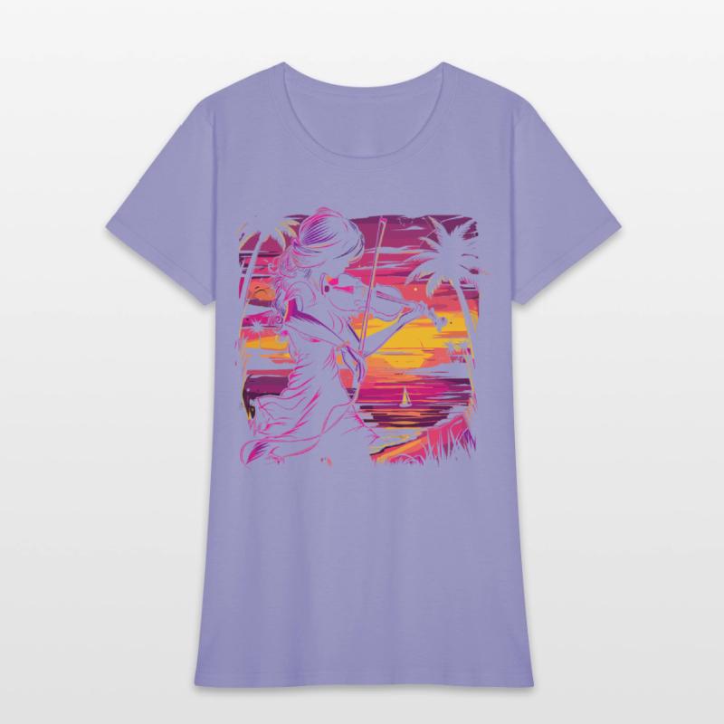 Female Violin Player Synthwave