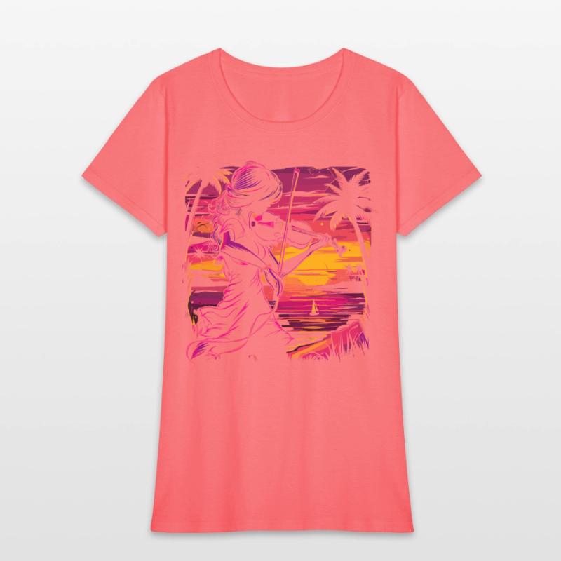 Female Violin Player Synthwave