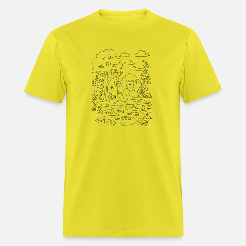 Forest Doodle Design Fish Bear Squirrel Bird Trees