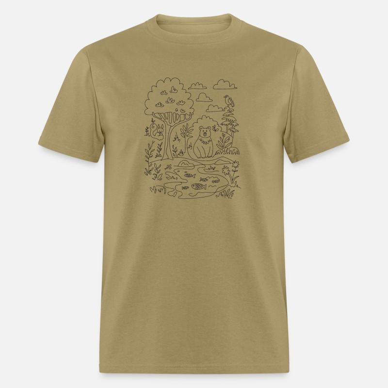 Forest Doodle Design Fish Bear Squirrel Bird Trees