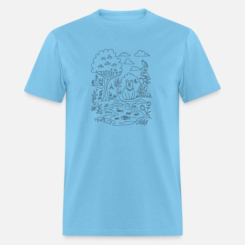 Forest Doodle Design Fish Bear Squirrel Bird Trees