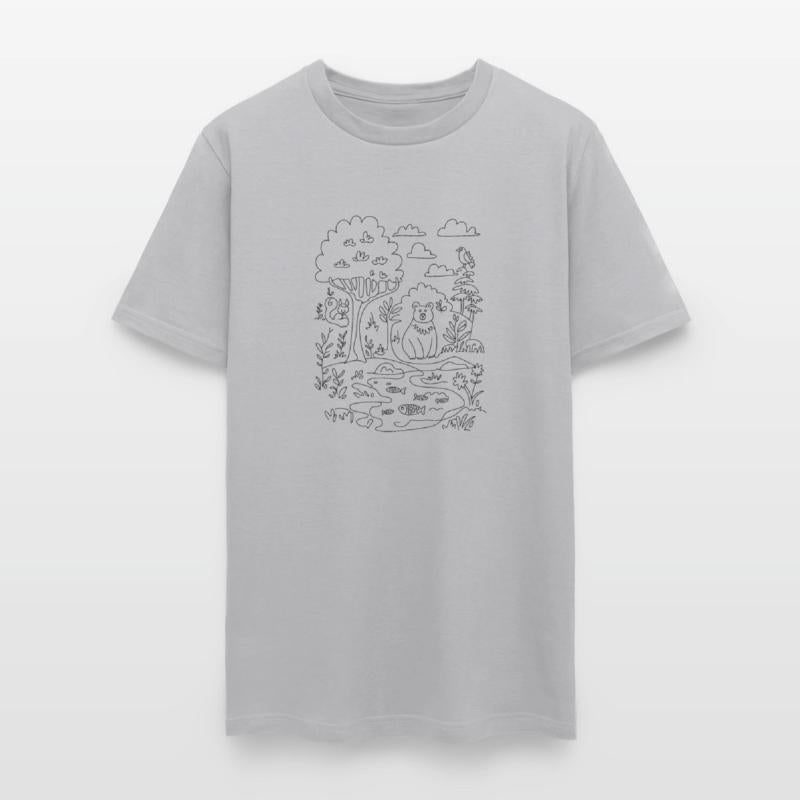 Forest Doodle Design Fish Bear Squirrel Bird Trees