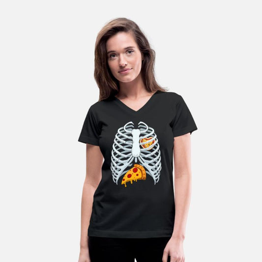 Funny PIzza Skeleton Rib Cage Halloween Costume