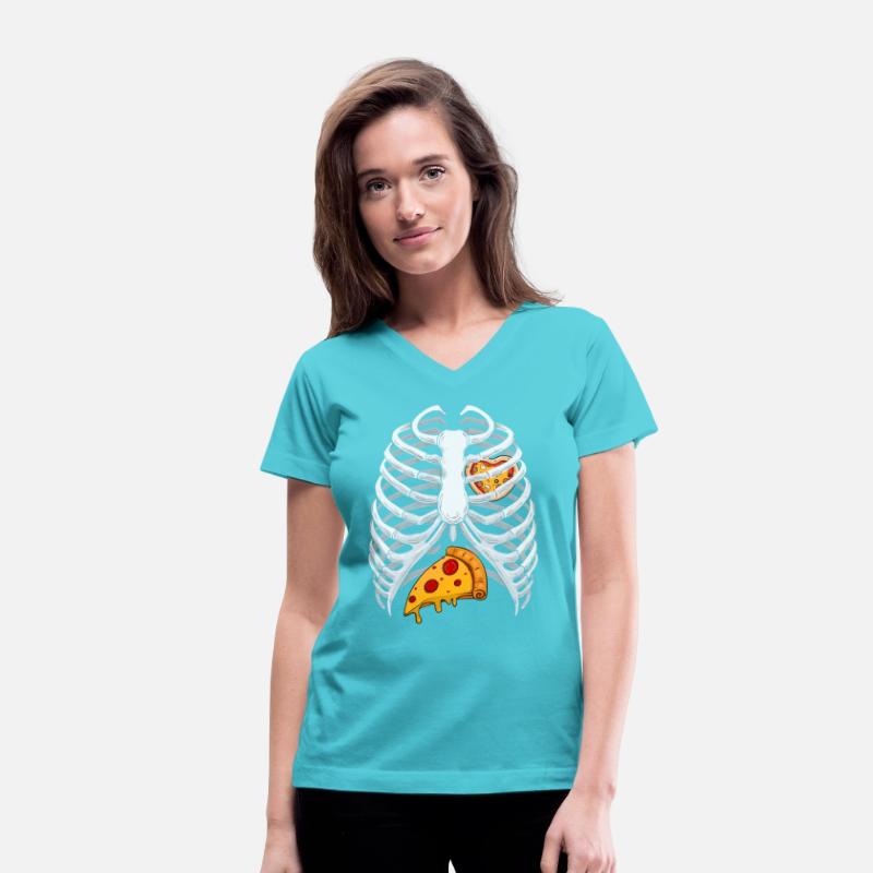 Funny PIzza Skeleton Rib Cage Halloween Costume