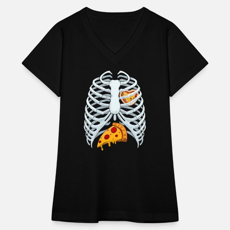 Funny PIzza Skeleton Rib Cage Halloween Costume