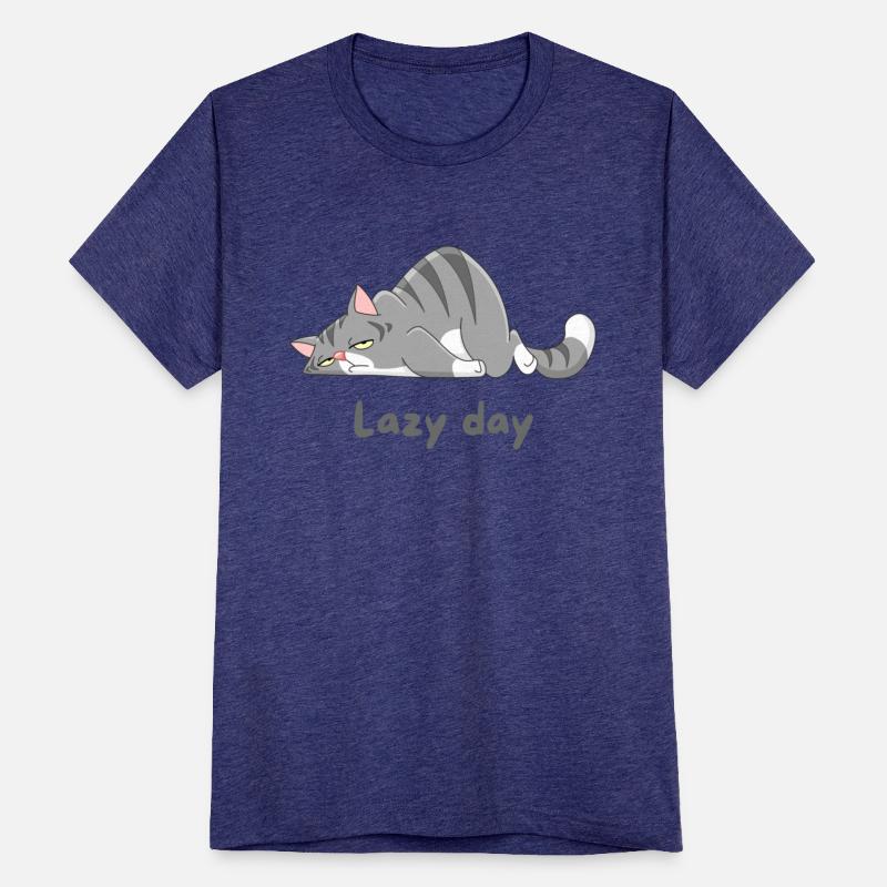 Gray Cat Cartoon with lazy day design