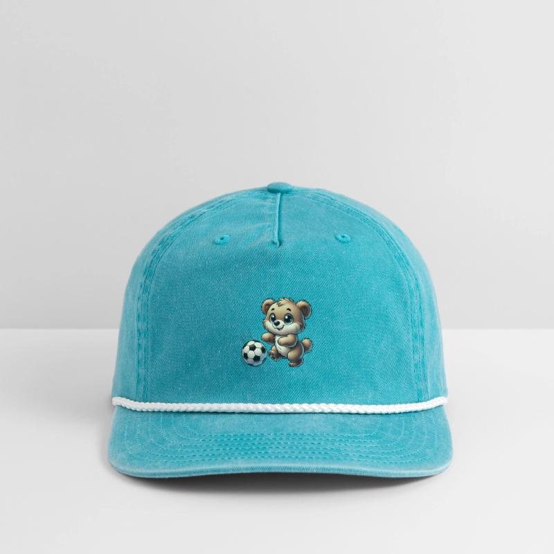 happy bear playing with a soccer ball