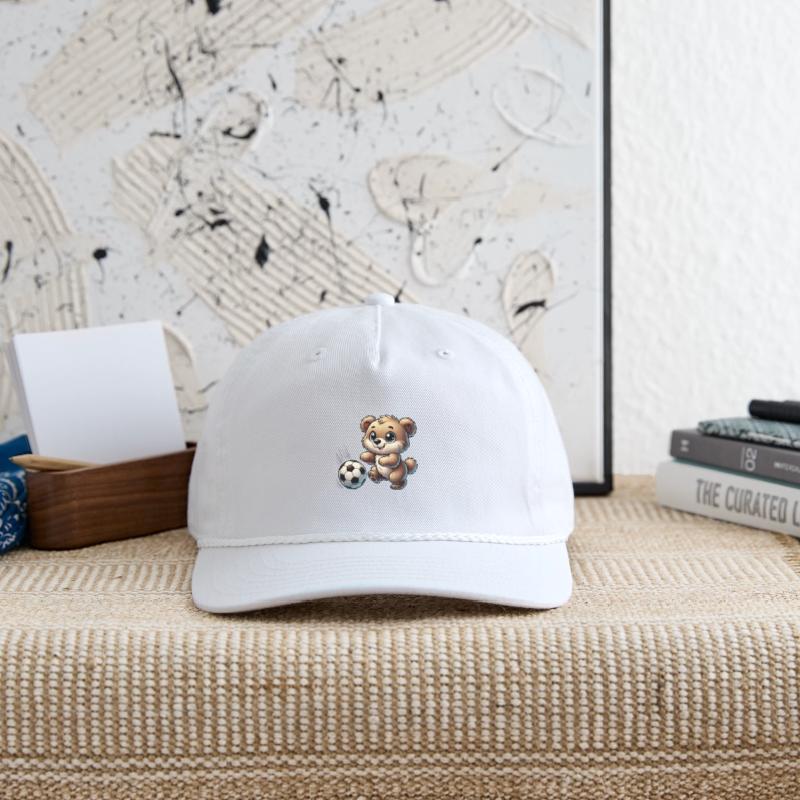 happy bear playing with a soccer ball