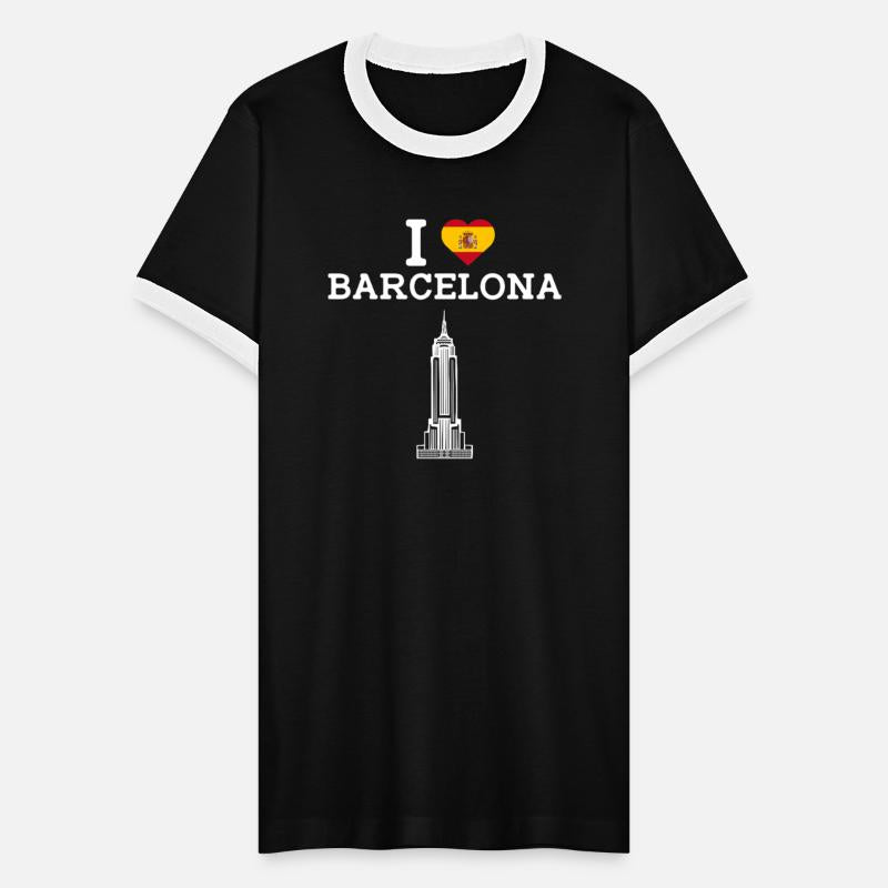 I Love Barcelona Flag Heart State Spain Lover Pun