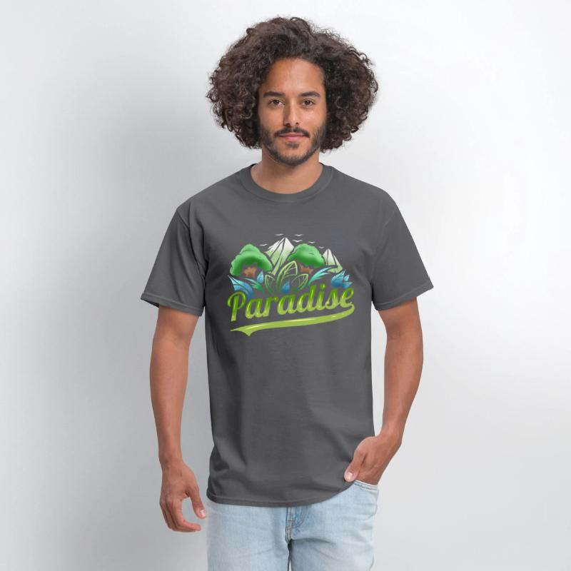 Logo Paradise With Trees And Mountains For Earth