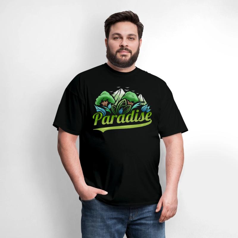Logo Paradise With Trees And Mountains For Earth