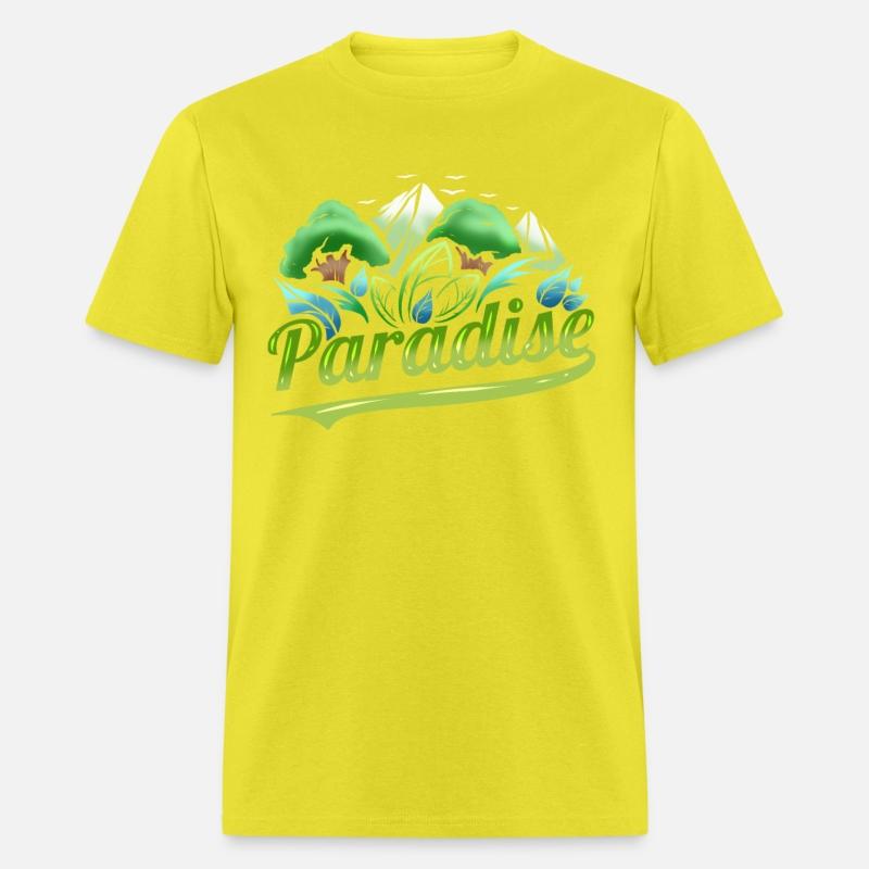 Logo Paradise With Trees And Mountains For Earth