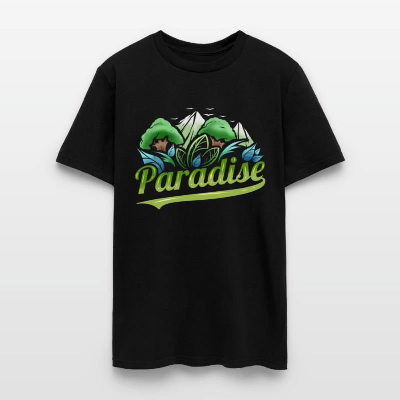 Logo Paradise With Trees And Mountains For Earth