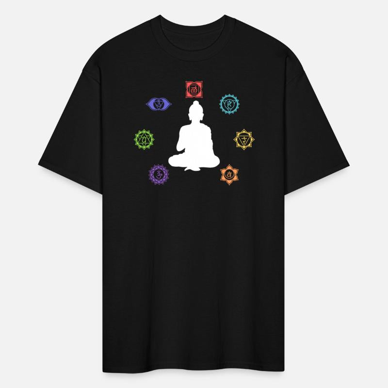 Meditating Silhouette With Colorful Chakras -