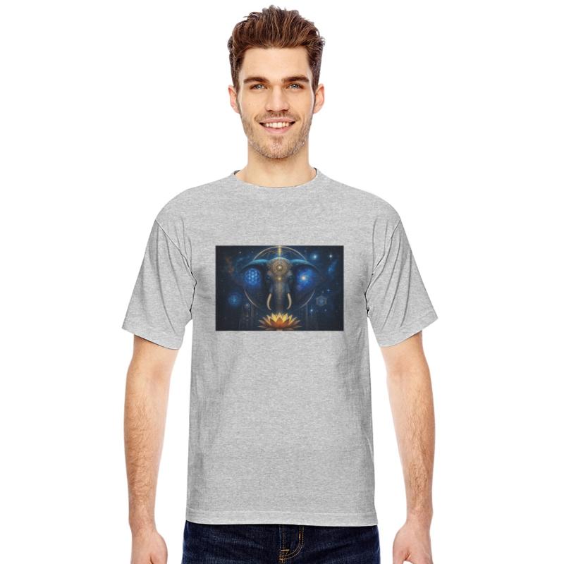 Mystic Elephant with Lotus and Star Geometry