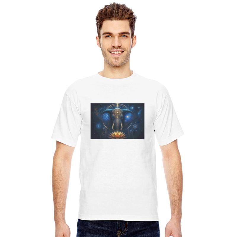 Mystic Elephant with Lotus and Star Geometry