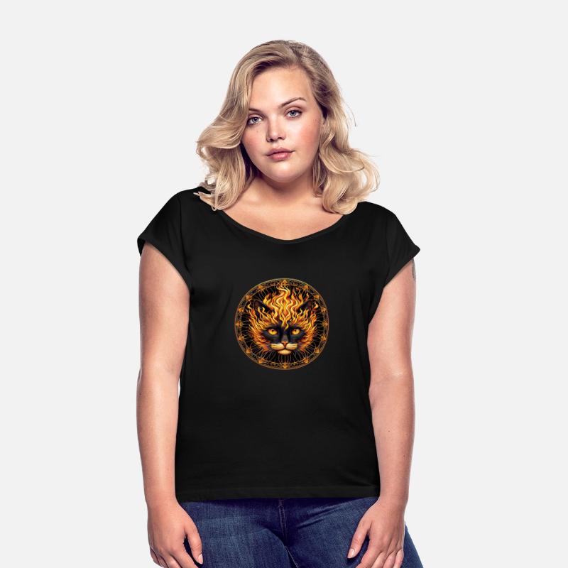 Mystical Fire Cat Mandala Design