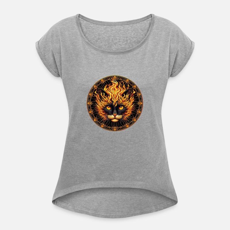 Mystical Fire Cat Mandala Design
