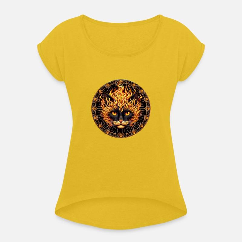 Mystical Fire Cat Mandala Design