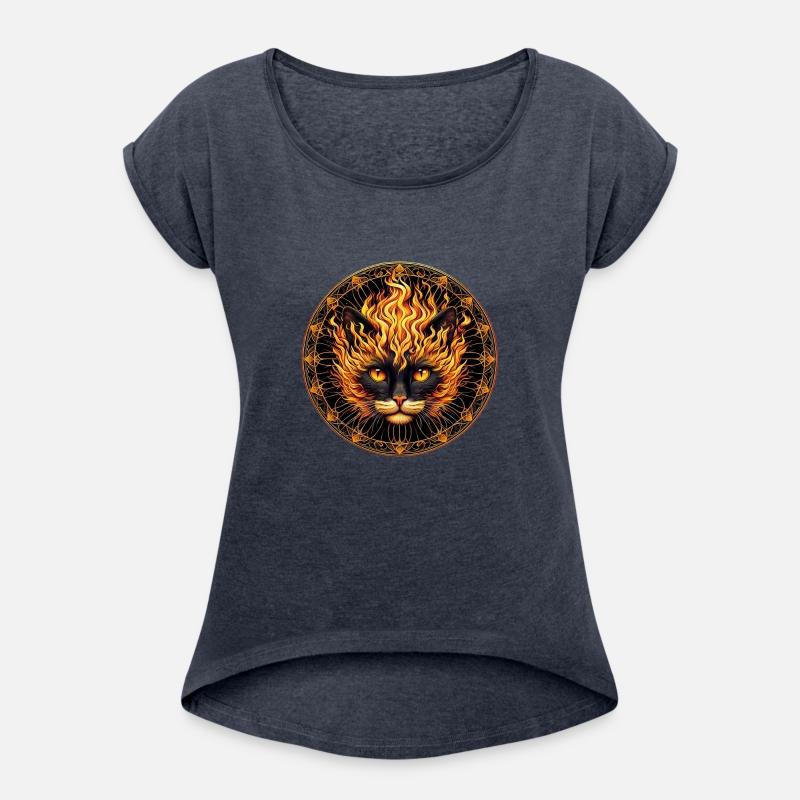 Mystical Fire Cat Mandala Design