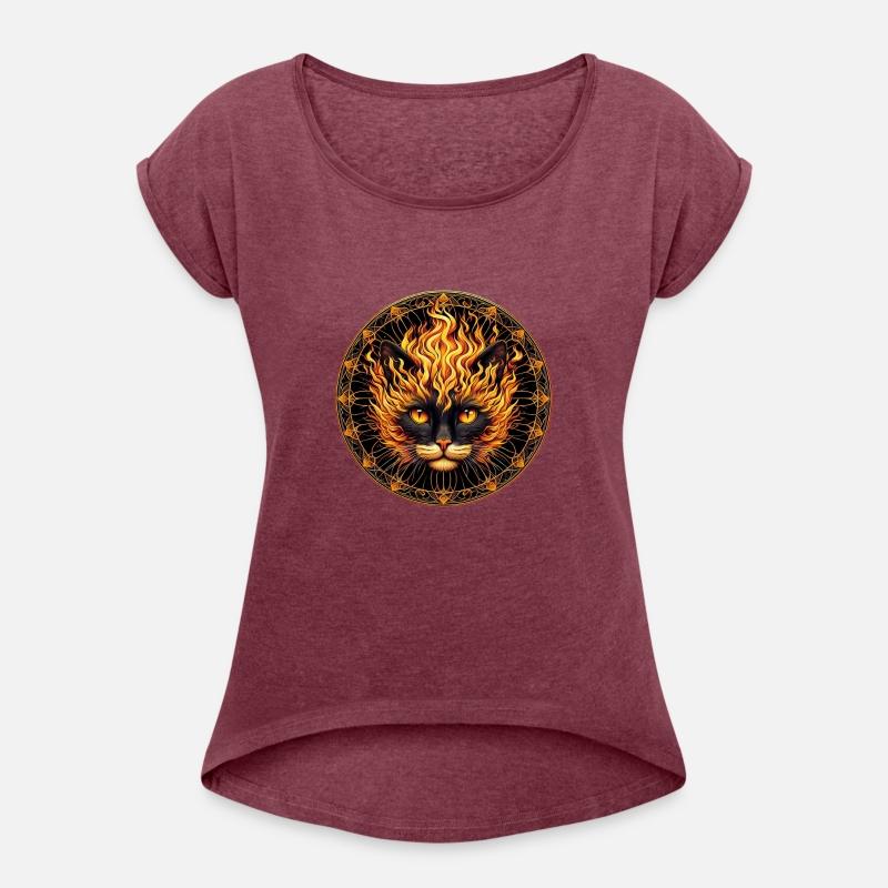 Mystical Fire Cat Mandala Design