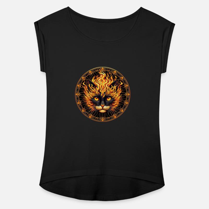 Mystical Fire Cat Mandala Design