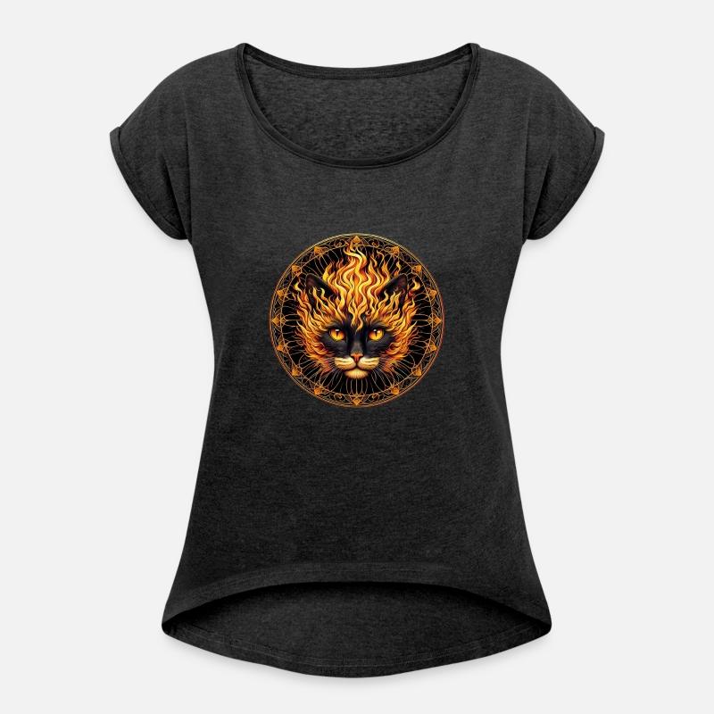 Mystical Fire Cat Mandala Design