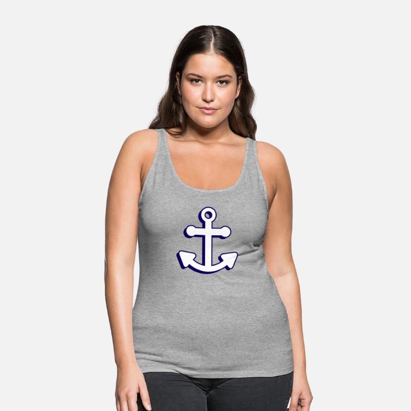 Nautical boat anchor in navy blue and white 3D