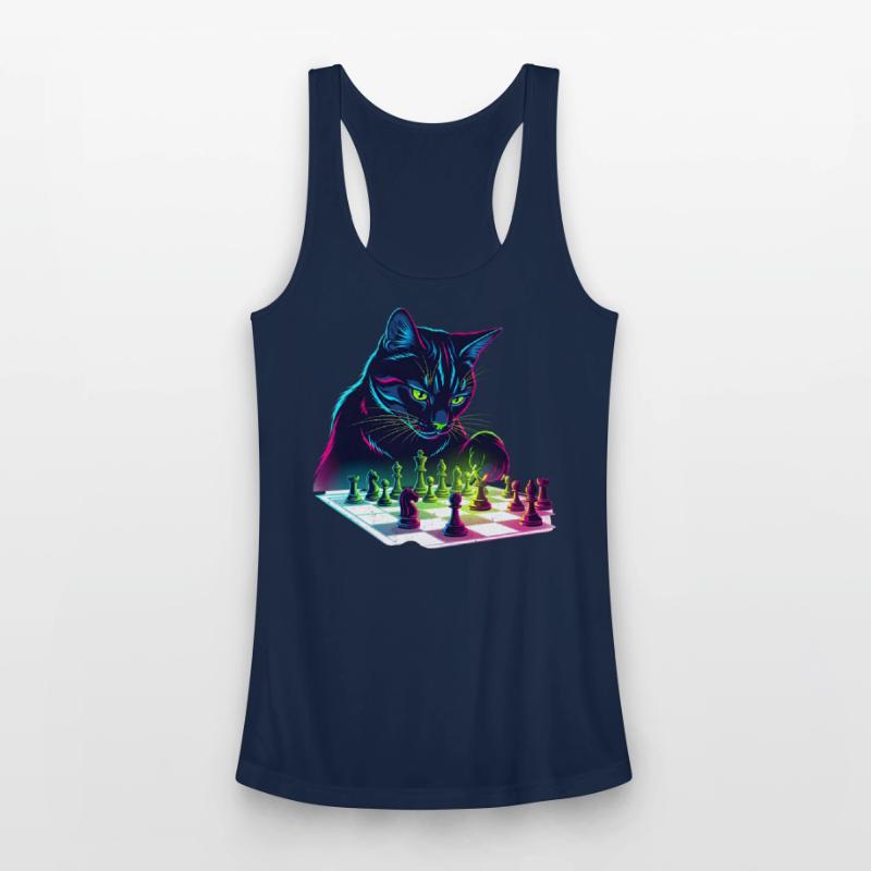 Neon Black Cat Chess Art