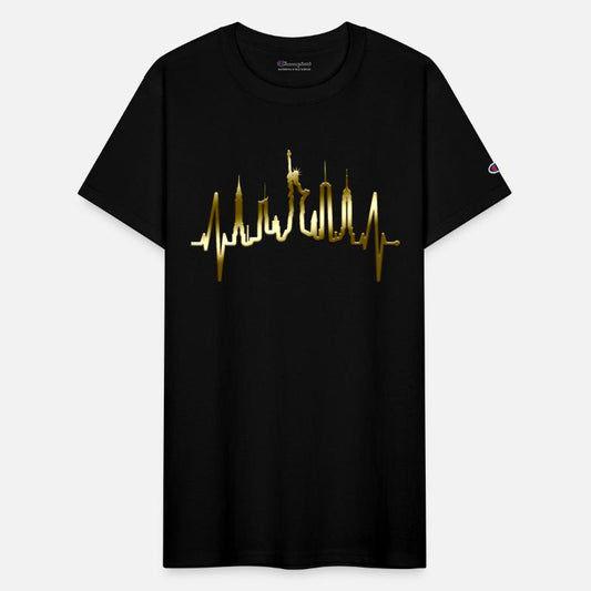 New York City Heartbeat Manhattan Skyline USA Gold