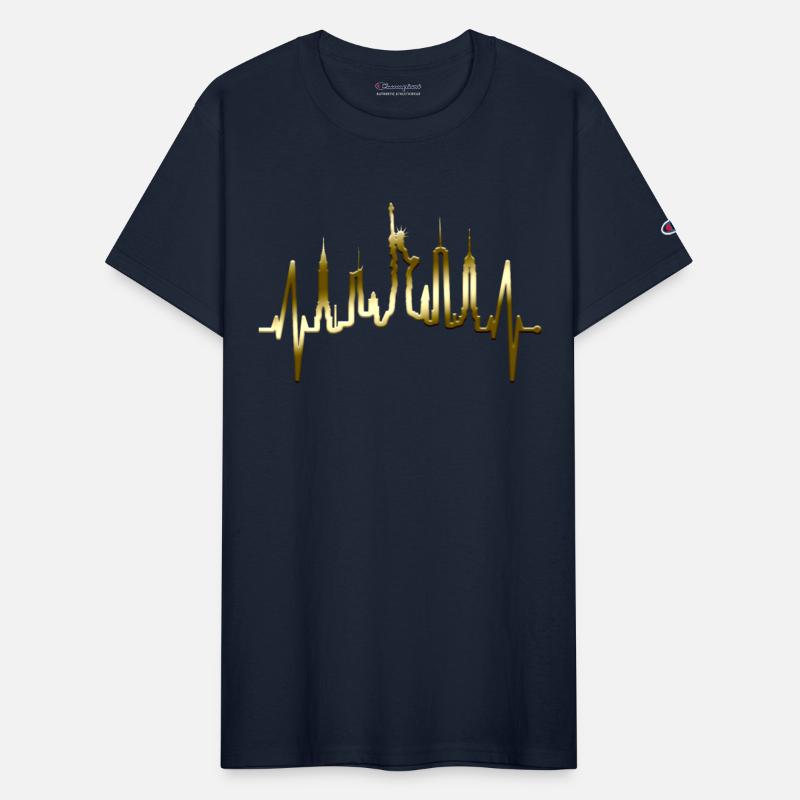 New York City Heartbeat Manhattan Skyline USA Gold