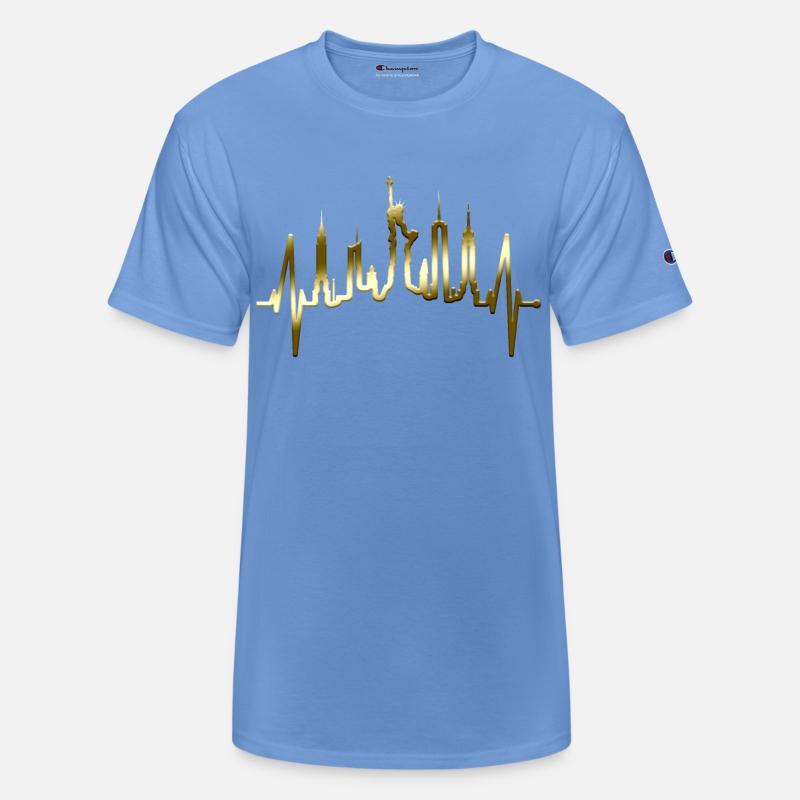 New York City Heartbeat Manhattan Skyline USA Gold