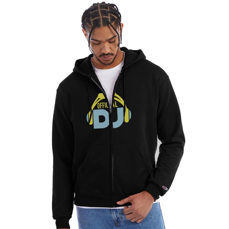 Official DJ headphones music party text lettering