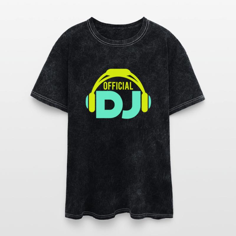 Official DJ headphones music party text lettering