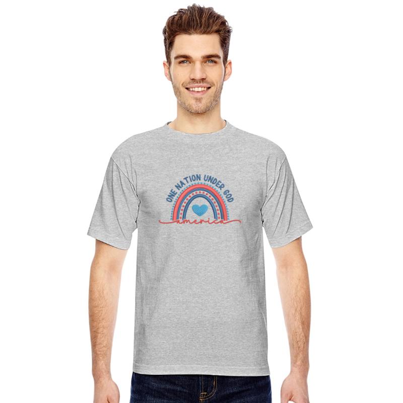 One Nation Under God Rainbow Embroidery Effect